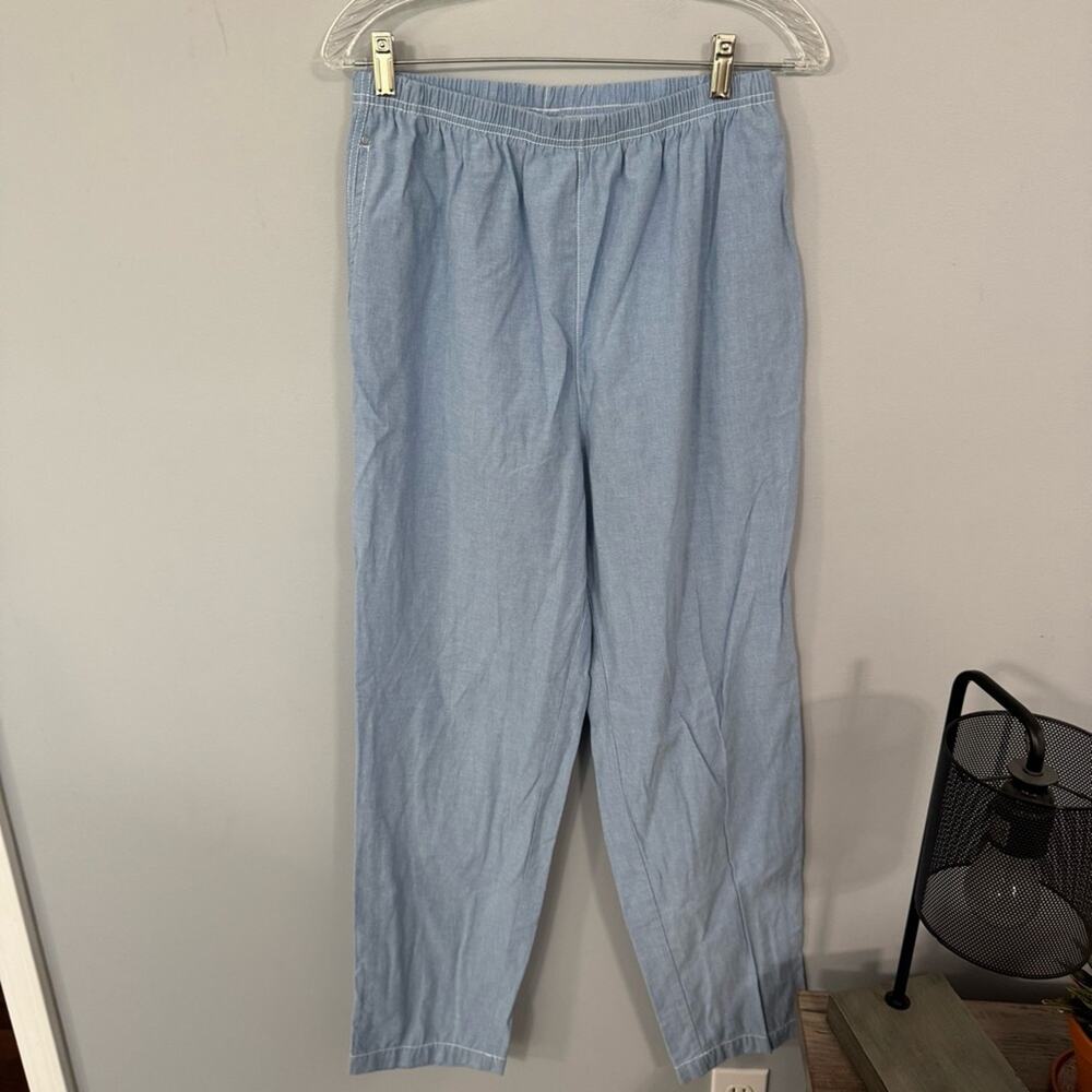 Vintage Blast Light Blue Knit Pull On Pants Casual Women’s Size Large Cotton